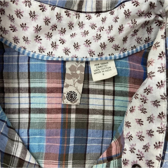 Element Shirt Womens Small Pearl Snap Plaid Button Up Collared Top Ladies - Picture 3 of 8